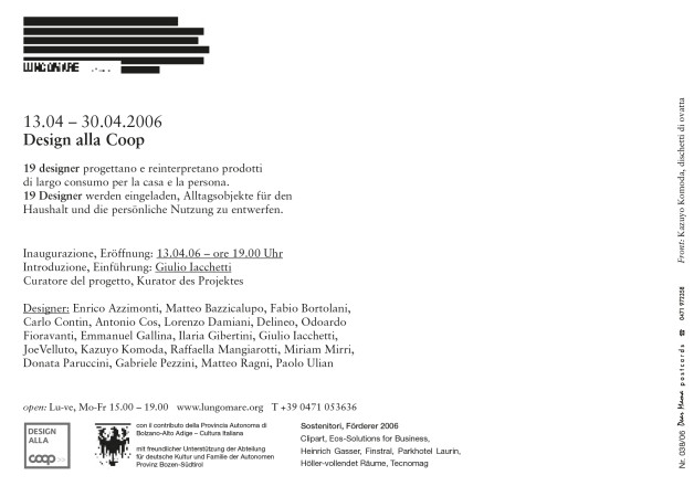 Invitation card: Design alla Coop (back)