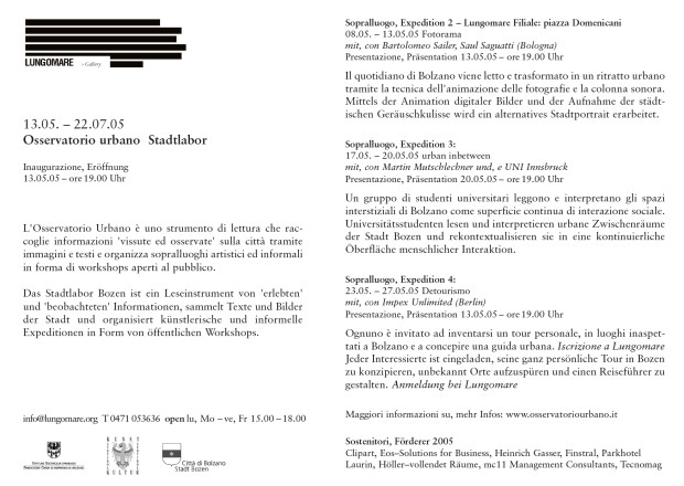Invitation: Osservatorio urbano #1 (back)