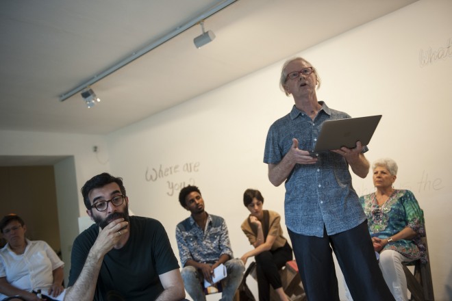 Beatrice Catanzaro, Kolar Aparna: Ein metaphorischer Zugang
zu Migration und Grenzen:
Stimmen von Bonzen, Foto: Ivo Corrà, 2016