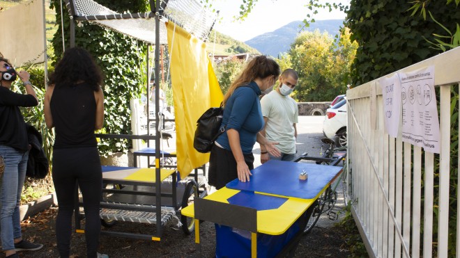 Co-Carts, test-ride, October 2020, a project by orizzontale. Courtesy Lungomare. Image by Giulia Faccin